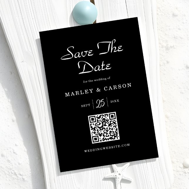 Minimalist Sleek Black romantic Script Wedding Save The Date (Creator Uploaded)