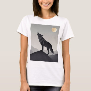 Minimalist Sleek wolf silhouette howling  T-Shirt