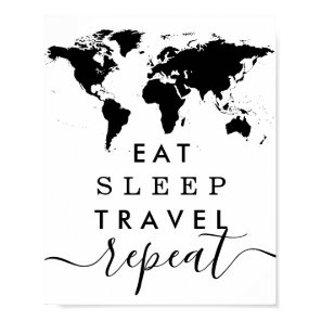 Minimalist Sleep Travel Repeat Inspiration Quote Poster