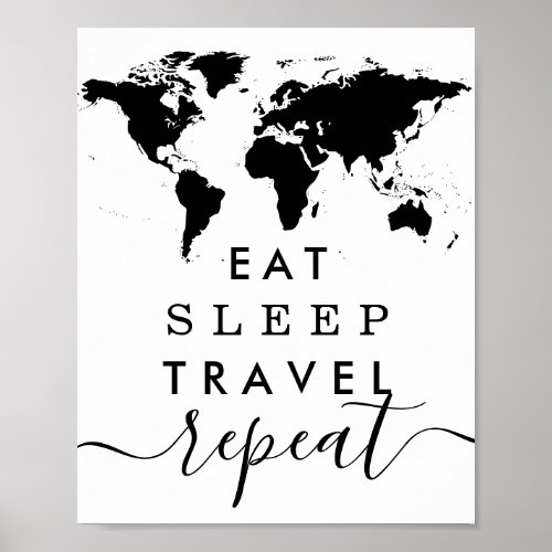 Minimalist Sleep Travel Repeat Inspiration Quote Poster