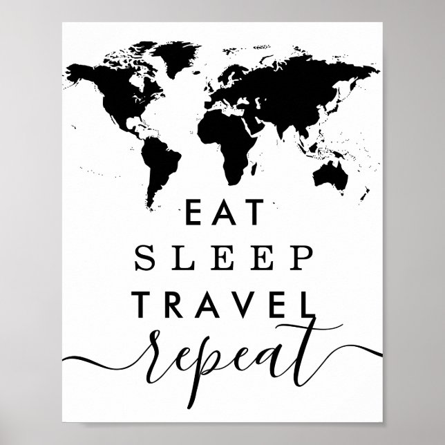 Minimalist Sleep Travel Repeat Inspiration Quote Poster (Front)
