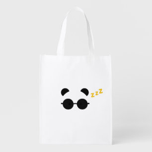 Minimalist Sleeping Panda Sunglasses Typography Grocery Bag