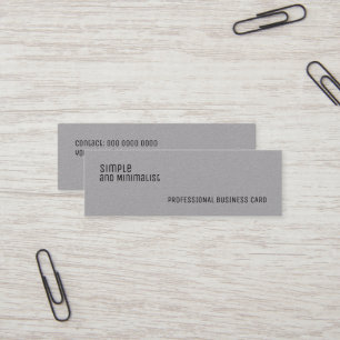 Minimalist Slim Simple Gray Paper Mini Business Card