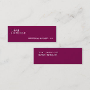 Minimalist Slim Simple Wine Color Mini Business Card