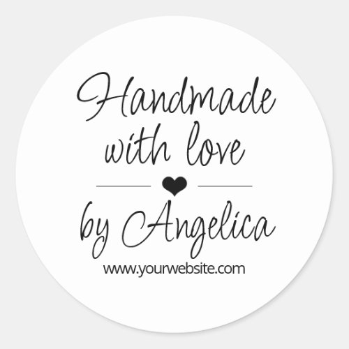 Minimalist Small Business Handmade with Love Classic Round Sticker