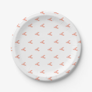 Minimalist Small Red Lobster Pattern    Paper Plates