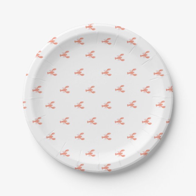 Minimalist Small Red Lobster Pattern    Paper Plates (Front)