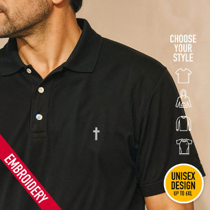 Minimalist Small Tiny Cross Embroidery Pocket Embroidered Polo Shirt