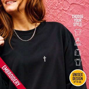 Minimalist Small Tiny Cross Embroidery Pocket Embroidered Sweatshirt