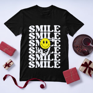 Minimalist Smile Emoji Retro Typography Funny T-Shirt