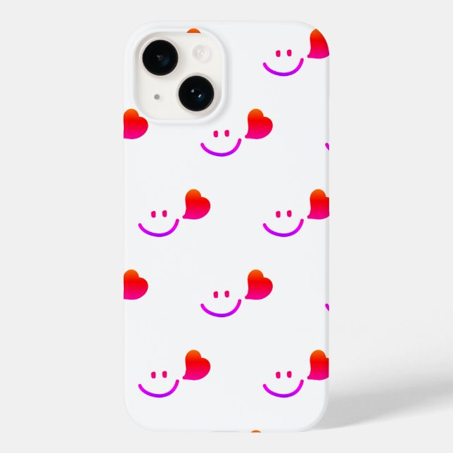 Minimalist Smiley Face iPhone Case - Cute Happy Vi (Back)