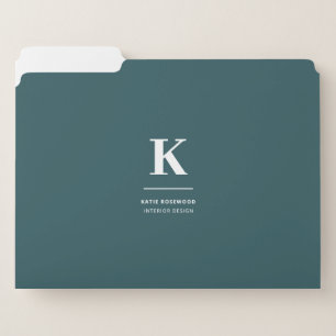 Minimalist Smoke Green Modern Large Initial File Folder