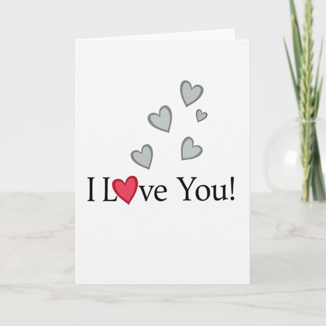 Minimalist Smooth Scattered Hearts Card (Front)