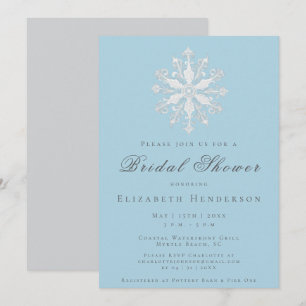 Minimalist Snowflake Bridal Shower   Ice Blue Invitation