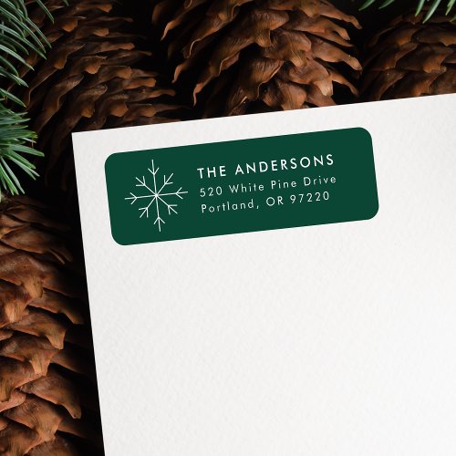 Minimalist Snowflake Green Holiday Label