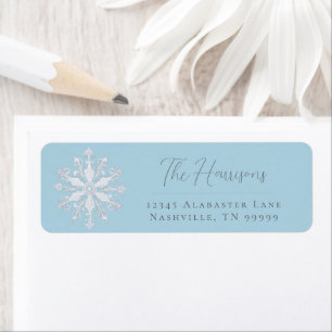 Minimalist Snowflake Wedding Address Ice Blue Label