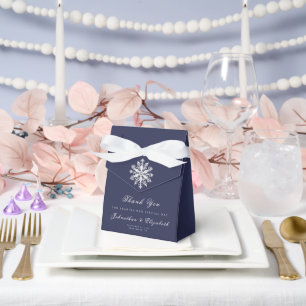 Minimalist Snowflake Wedding   Navy Blue Favor Boxes