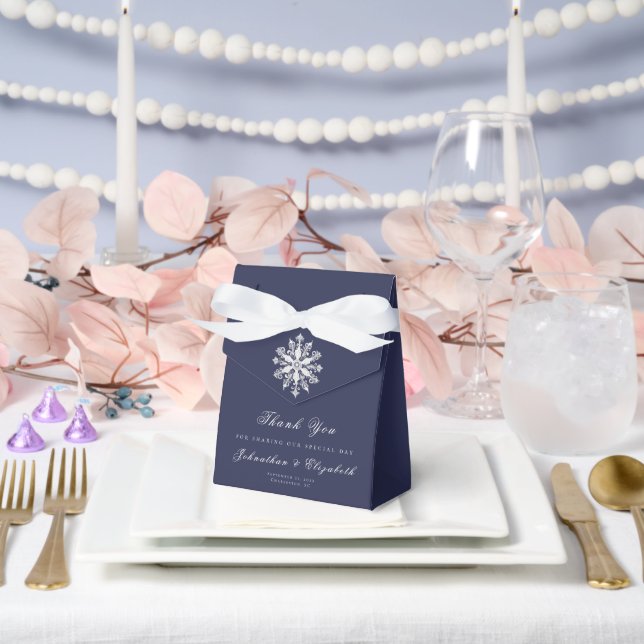 Minimalist Snowflake Wedding | Navy Blue Favor Boxes (Wedding)