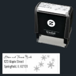 Minimalist Snowflakes Christmas Return Address  Self-inking Stamp<br><div class="desc">This lovely, modern return address self making stamp showcases a festive pattern of intricate snowflakes againts a transparent background. The delicate, lace-like snowflakes create an elegant holiday-inspired design, adding a joyful touch to your mail. Perfect for Christmas cards, party invitations, wedding announcements, winter baby shower invites and other seasonal correspondence,...</div>