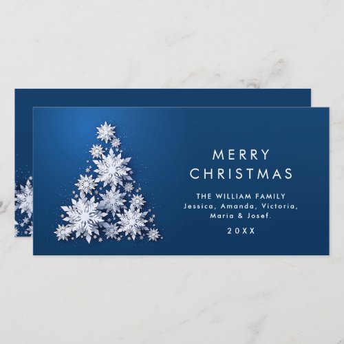 Minimalist Snowflakes Christmas Tree Greeting Holiday Card
