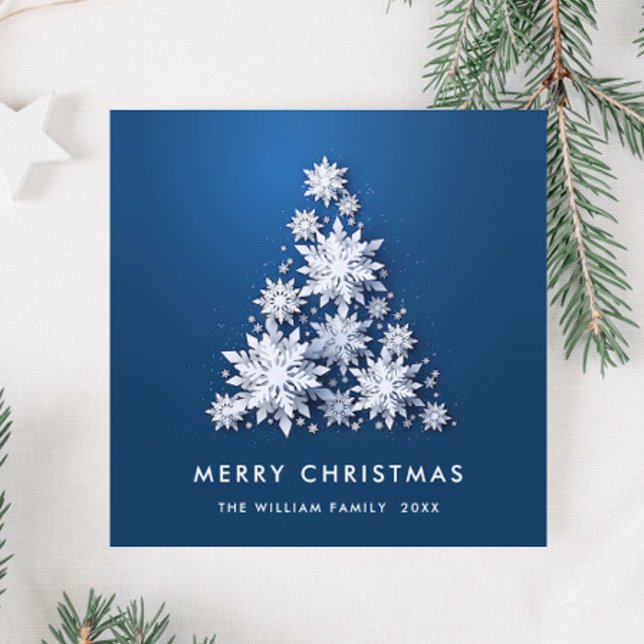 Minimalist Snowflakes Christmas Tree Greeting Holiday Card (Creator Uploaded)