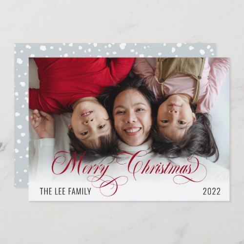 Minimalist Snowflakes Merry Christmas 1 Photo Holi Holiday Card