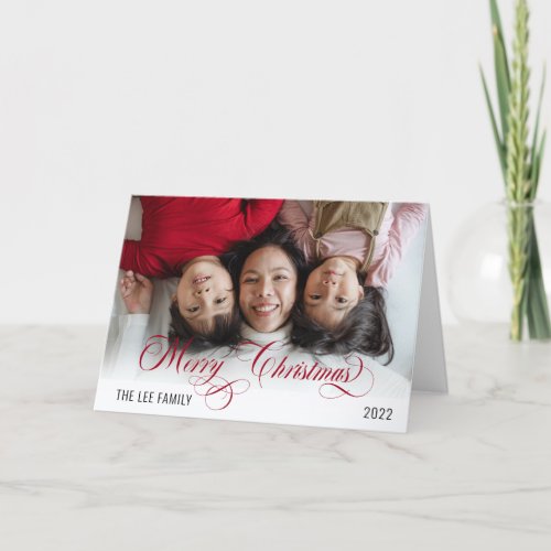 Minimalist Snowflakes Merry Christmas 1 Photo Holi Holiday Card