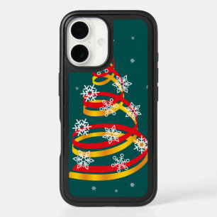 Minimalist Snowflakes Ribbon Christmas Tree iPhone 16 Case