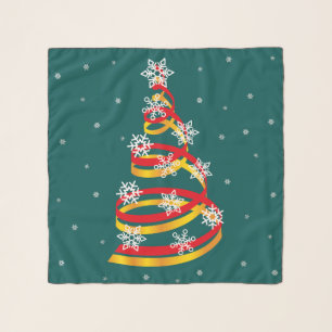Minimalist Snowflakes Ribbon Christmas Tree Scarf