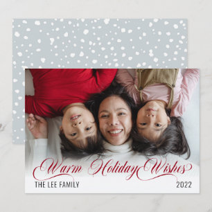 Minimalist Snowflakes Warm Holiday Wishes Photo Card