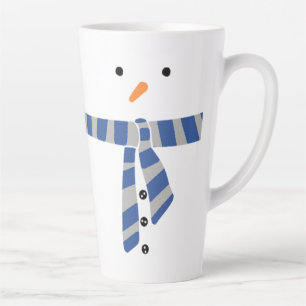 Minimalist Snowman Blue Grey Scarf Winter  Latte Mug