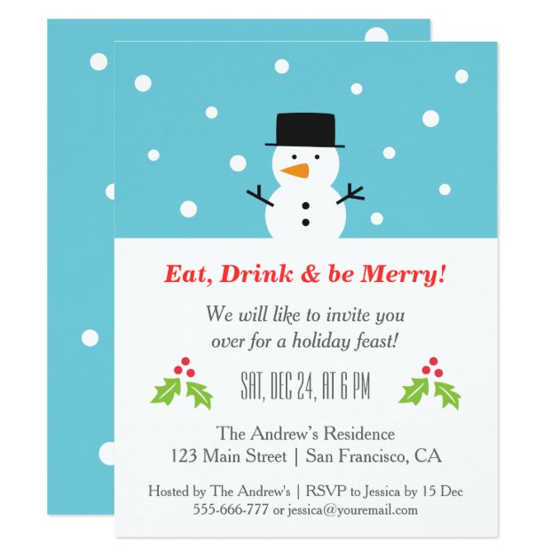 Minimalist Snowman Christmas Party Invitations