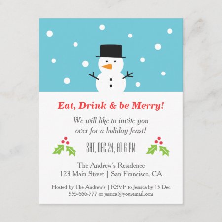 Minimalist Snowman Christmas Party Invitations