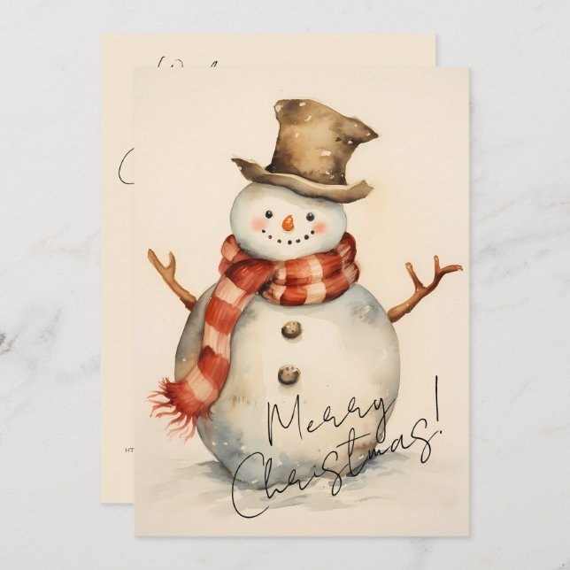 Minimalist Snowman Holiday Card (Front/Back)