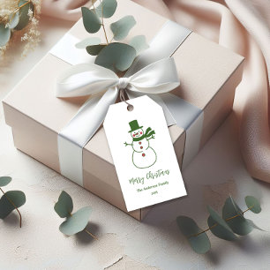 Minimalist Snowman Merry Christmas Gift Tag