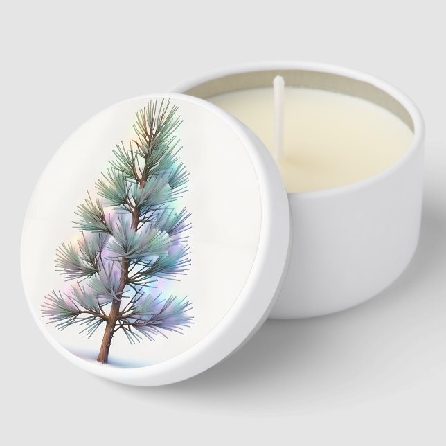 Minimalist Snowy Pine Mini Candle Favors (Corner)