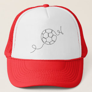 Minimalist Soccer Ball Line Art Modern Football Trucker Hat