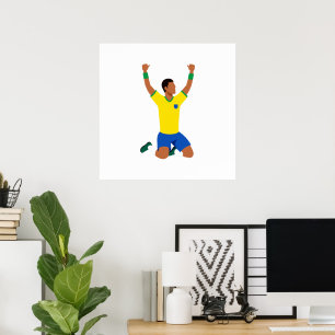 Minimalist Soccer Goal Celebration Art Poster - Mo