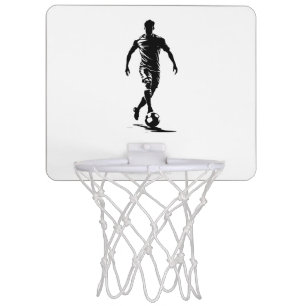 Minimalist Soccer Player Silhouette Art Basketball Mini Basketball Hoop