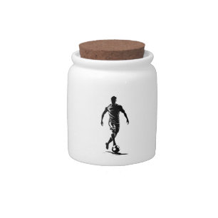 Minimalist Soccer Player Silhouette Art Candy Jar