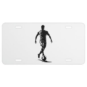 Minimalist Soccer Player Silhouette Art Car Plate