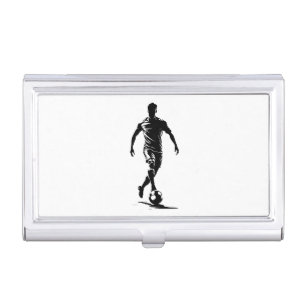 Minimalist Soccer Player Silhouette Art Card Case