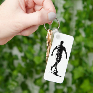 Minimalist Soccer Player Silhouette Art Keychain