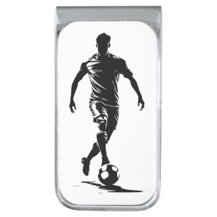 Minimalist Soccer Player Silhouette Art Money Clip