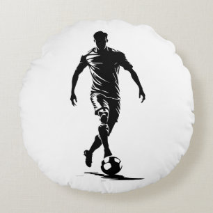 Minimalist Soccer Player Silhouette Art Pillow