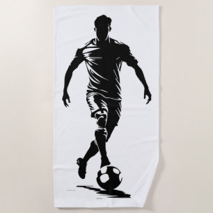 Minimalist Soccer Player Silhouette Art Towel