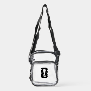 Minimalist Soccer Trophy Silhouette White on Black Clear Crossbody Bag