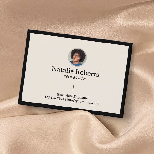 Minimalist Social Media Black Framed Custom Photo Business Card