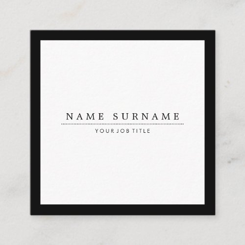 Minimalist Social Media Luxe Black  White Square Business Card