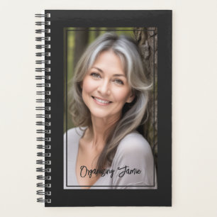 Minimalist Soft Black Personalized Script Photo Planner